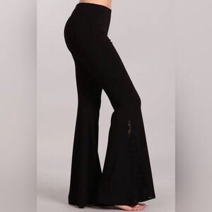 Chatoyant Women’s Black Lace Bell Bottom Pants Size Medium